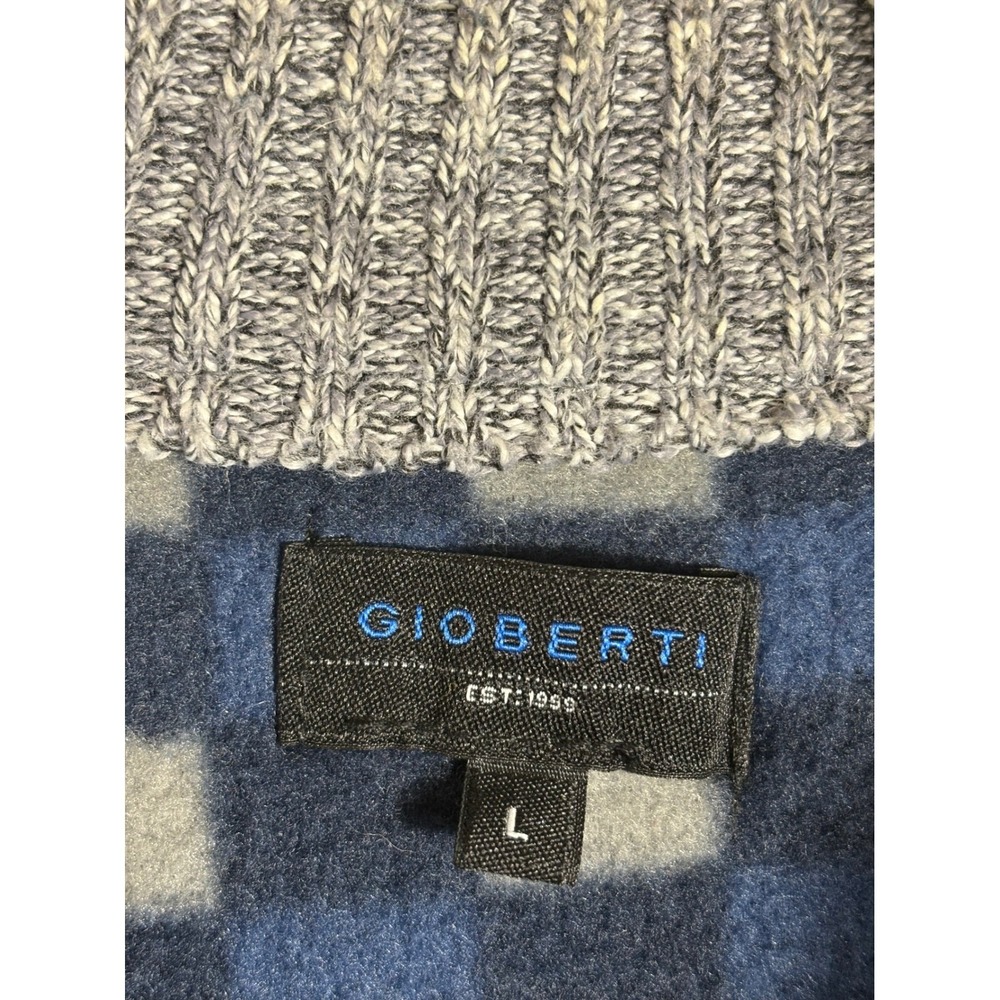 Gioberti‎ Men's Blue Plaid Full Zip Knit Sweater Jacket Size Large - Picture 5 of 10